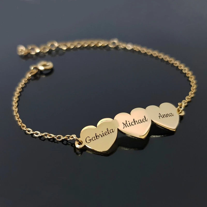multi-heart pendant bracelet