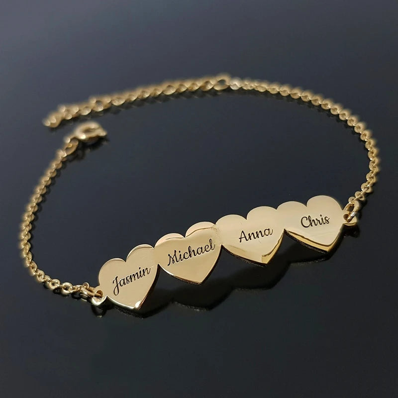 multi-heart pendant bracelet